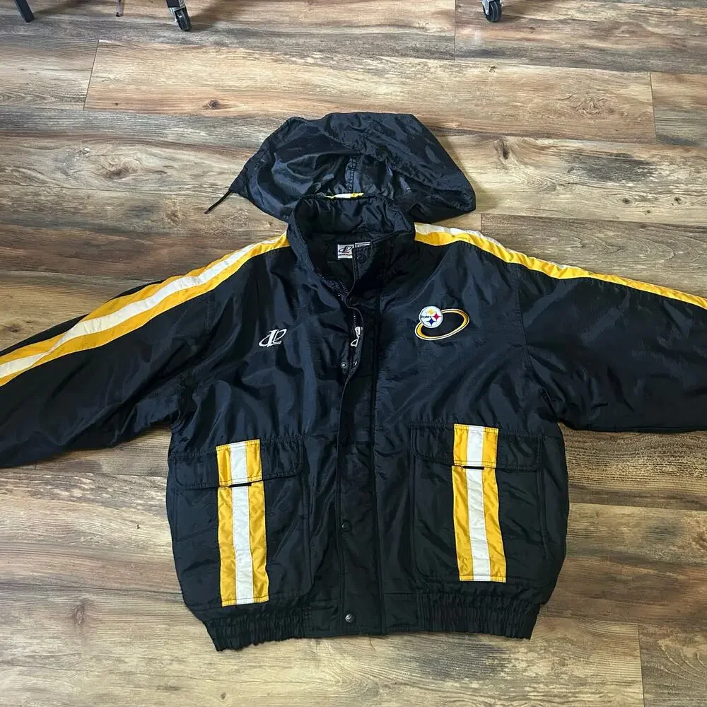 90s Vintage Pittsburgh Steelers Puffer Coat Logo Athletics ProLine Men's XL NFL
